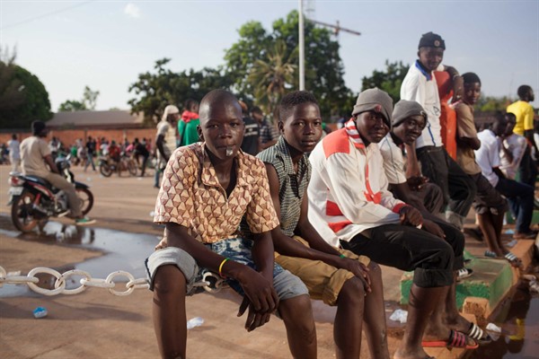 A gathering during the 2014 uprising against Burkina Faso’s former president, Blaise Compaore, in Ouagadougo, Burkina Faso, Oct. 29, 2014 (Sipa photo by Sophie Garcia via AP Images).