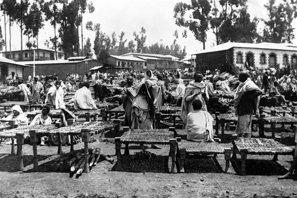 A bedstead market in Addis Ababa, the capital of what was then Abyssinia, Jan. 1, 1930 (AP photo).
