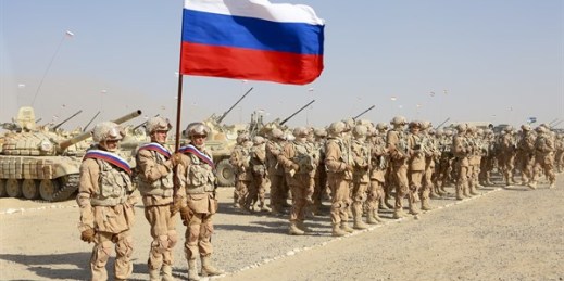 Russian troops line up before the start of joint military drills with Tajik and Uzbek forces at the Harb-Maidon firing range, in Tajikistan near the Afghan border, Aug. 10, 2021 (AP photo by Didor Sadulloev).