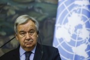 U.N. Secretary-General Antonio Guterres at a news conference in Moscow, Russia, May 12, 2021 (AP pool photo by Maxim Shemetov).