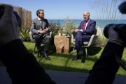 President Joe Biden and French President Emmanuel Macron during a bilateral meeting at the G-7 summit in Carbis Bay, England, June 12, 2021 (AP photo by Patrick Semansky).