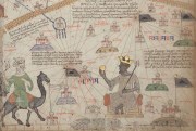 Detail from the Catalan Atlas, a medieval map produced in the 1370s, depicting Mansa Musa of the Mali Empire (Bibliotheque Nationale de France, public domain, via Wikimedia Commons).