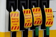 Closed fuel pumps at a gasoline station in London, Sept. 28, 2021 (AP photo by Frank Augstein).