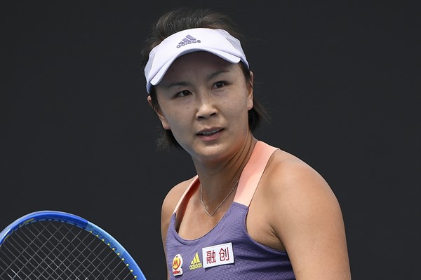 China’s Peng Shuai reacts during a first-round singles match at the Australian Open tennis championship in Melbourne, Australia, Jan. 21, 2020 (AP photo by Andy Brownbill).