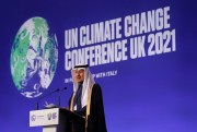 Saudi Arabian Minster of Energy Prince Abdulaziz bin Salman Al Saud speaks at the COP26 U.N. Climate Summit, Glasgow, Scotland, Nov. 10, 2021 (AP photo by Alberto Pezzali).