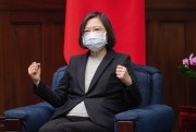 Taiwanese President Tsai Ing-wen gestures during a meeting with lawmakers from the Baltic states, Taipei, Taiwan, Nov. 29, 2021 (Taiwan Presidential Office via AP).