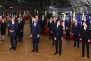 A group photo of the leaders of EU member states and the Eastern Partnership countries at a summit in Brussels, Dec. 15, 2021 (AP photo by Olivier Matthys).