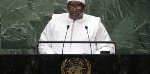 Gambian President Adama Barrow addresses the 73rd session of the United Nations General Assembly, at the United Nations headquarters, Sept. 25, 2018 (AP photo by Frank Franklin II).