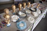 Argentina’s National Security Ministry displays a seizure of fake World Cup trophies that were used to smuggle cocaine, Buenos Aires, Argentina, June 21, 2018 (photo by Argentina’s National Security Ministry via AP Images).