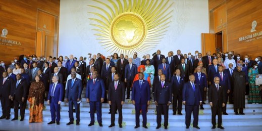 African heads of state gather for a group photograph at the 35th Ordinary Session of the African Union Assembly in Addis Ababa, Ethiopia Feb. 5, 2022 (AP photo).