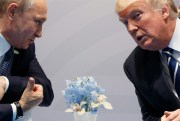 Former U.S. President Donald Trump, right, meets with Russian President Vladimir Putin at the G-20 Summit in Hamburg, Germany, July 7, 2017 (AP photo by Evan Vucci).
