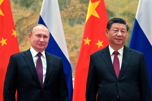 Chinese President Xi Jinping and Russian President Vladimir Putin prior to their talks in Beijing, China, Feb. 4, 2022 (Sputnik photo by Alexei Druzhinin via AP).
