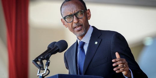 Rwandan President Paul Kagame speaks in Nairobi, Kenya