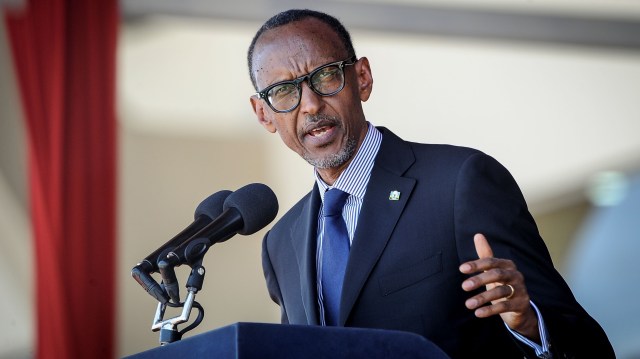 Rwandan President Paul Kagame speaks in Nairobi, Kenya