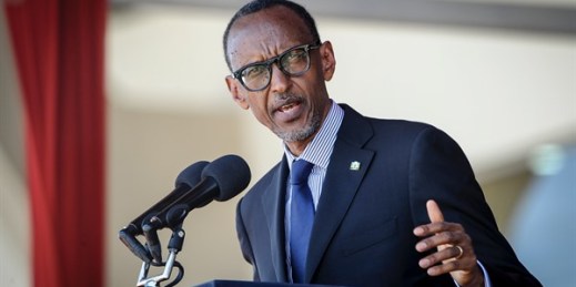 Rwandan President Paul Kagame speaks in Nairobi, Kenya, Feb. 11, 2020 (AP photo by John Muchucha).