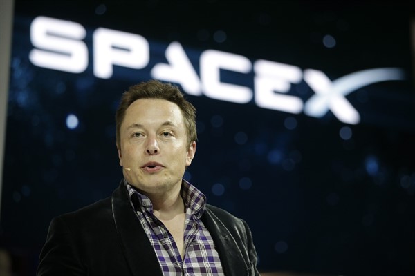 Elon Musk, CEO and CTO of SpaceX, introduces the SpaceX Dragon V2 spaceship at the SpaceX headquarters in Hawthorne, Calif. (AP photo by Jae C. Hong).