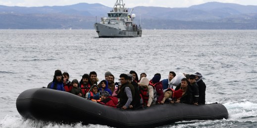Migrants arrive in Lesbos, Greece.