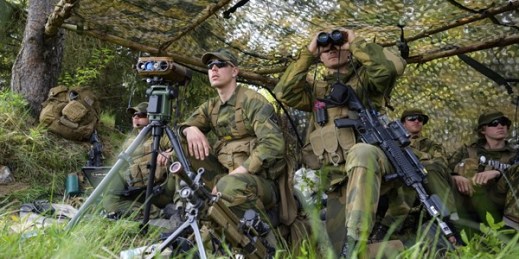 A Norwegian artillery observer takes part in NATO’s “Wettiner Heide” joint military exercise, Munster, Germany, May 10, 2022 (DPA photo by Philipp Schulze via AP).