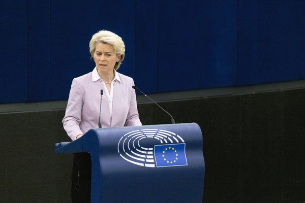European Commision President Ursula von der Leyen speaks in the European Parliament, Strasbourg, France, June 8, 2022 (DPA photo via AP Images).