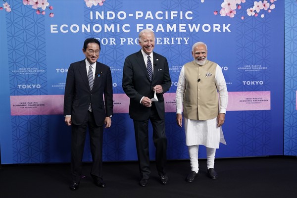 Japanese Prime Minister Fumio Kishida, U.S. President Joe Biden and Indian Prime Minister Narendra Modi attend the launch event for the Indo-Pacific Economic Framework, in Tokyo, May 23, 2022 (AP photo by Evan Vucci).