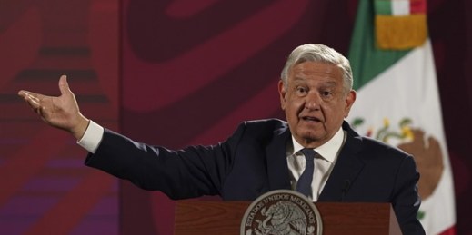 Mexican President Andres Manuel Lopez Obrador speaks during his daily press conference at the National Palace, in Mexico City, June 22, 2022 (AP photo by Marco Ugarte).