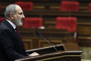 Armenian Prime minister Nikol Pashinyan delivers a speech at the National Assembly in Yerevan, Armenia.