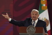 Mexican President Andres Manuel Lopez Obrador speaks during his daily press conference.