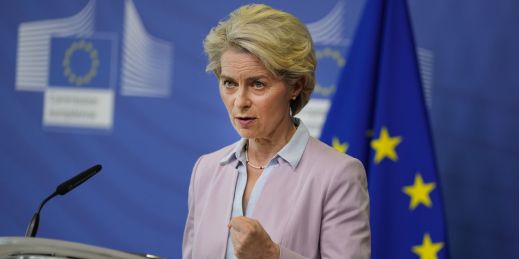 European Commission President Ursula von der Leyen speaks during a media conference about the energy crisis