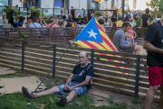 a protestor for catalonia independence after a demonstration