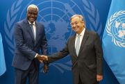 African Union Chairperson Moussa Faki Mahamat meets with United Nations Secretary-General Antonio Guterres at UN headquarters