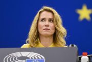 Estonian Prime Minister Kaja Kallas delivers a speech during a debate on the EU’s role following the Russian invasion of Ukraine, which Baltic states tried to warn about