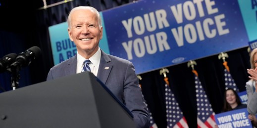 Biden on the campaign trail trying to prevent a Republican-majority congress