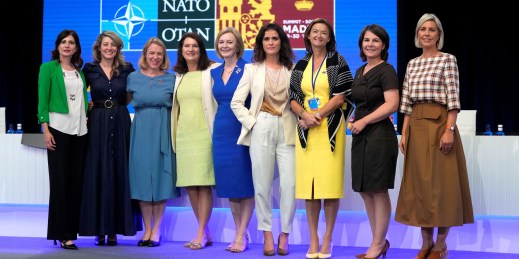 A group of women foreign and defense ministers from NATO, amid discussions of feminist foreign policy