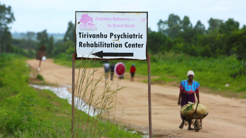 A mental health clinic sign in Zimbabwe, a sign that the WHO's mental health plans may be taking effect, but that there is more work to be done