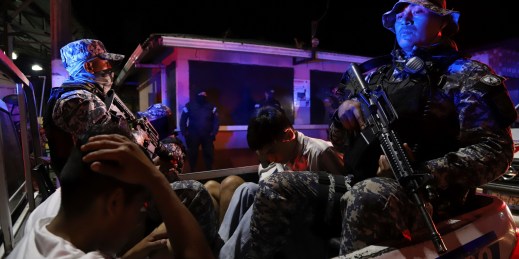 In El Salvador, people are detained and taken to prison amid a state of emergency in an effort to mitigate gang violence
