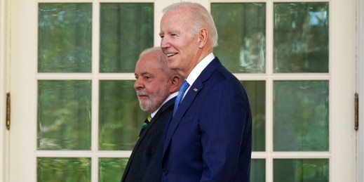 President Biden and President Lula amid a narrative pitting democracy vs autocracy.