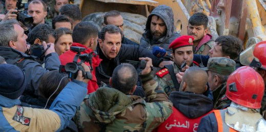 President Assad following the earthquakes in Turkey and Syria.