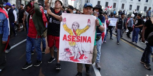 Protests in Peru demanding elections and anti-corruption reform.