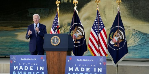 President Biden amid a trade war vs China and questions about the future of the US-Europe alliance, globalization, and protectionism.