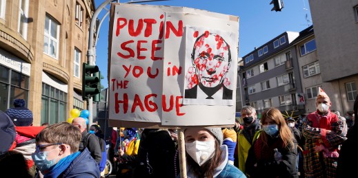 The ICC's arrest warrant for Putin for war crimes during the Russia-Ukraine war.