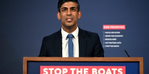 The UK's prime minister, Rishi Sunak, amid concerns over migrants, asylum, and migration.