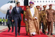 Omani Sultan Haitham bin Tariq receives Syrian President Bashar Assad.
