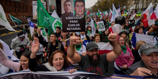 Protesters in Santiago, Chile.