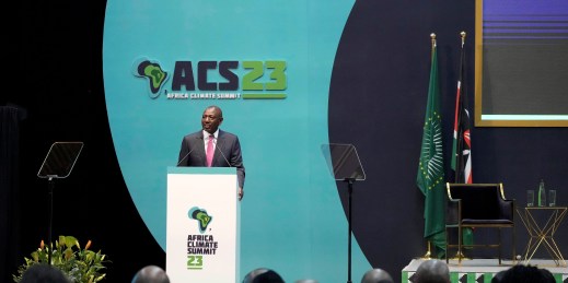 Kenyan President William Ruto addresses delegates during the official opening of the Africa Climate Summit.