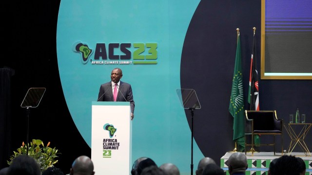 Kenyan President William Ruto addresses delegates during the official opening of the Africa Climate Summit.
