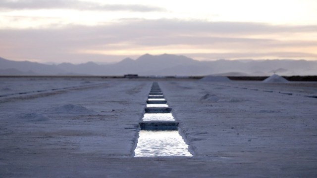A lithium mine on the Salinas Grandes salt flats in Argentina.