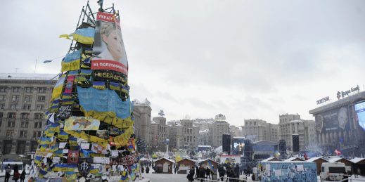 Antigovernment demonstrators occupy Independence Square in Kiev.