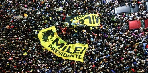 Supporters of Argentine President-elect Javier Milei.
