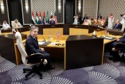 U.S. Secretary of State Antony Blinken attends a meeting with the foreign ministers of Jordan, Saudi Arabia, Qatar, the UAE and Egypt as well as a representative of the Palestine Liberation Organization, in Amman, Jordan, Nov. 4, 2023.
