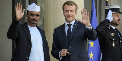 Chadian leader Gen. Mahamat Idriss Deby and French President Emmanuel Macron.